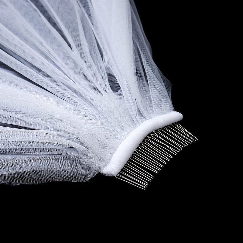 Bmirth 1 Layer Bridal Wedding Veil Cathedral Long Length Lace Bride Tulle Hair Accessories With Comb for women Floral 118" Veil Headpeice (White-2) - Image 5